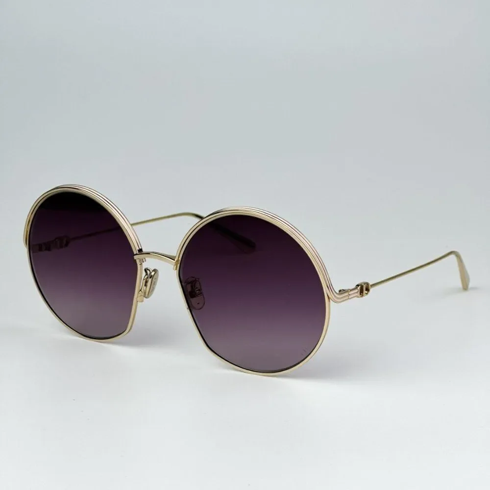 NEW Dior EVERDIOR R1U B0D1 Gold Gradient Bordeaux Unisex Metal Round Sunglasses